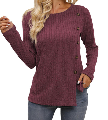 Funlingo Women's Red Long Sleeve Sweater Tunic Casual Pullover Size L