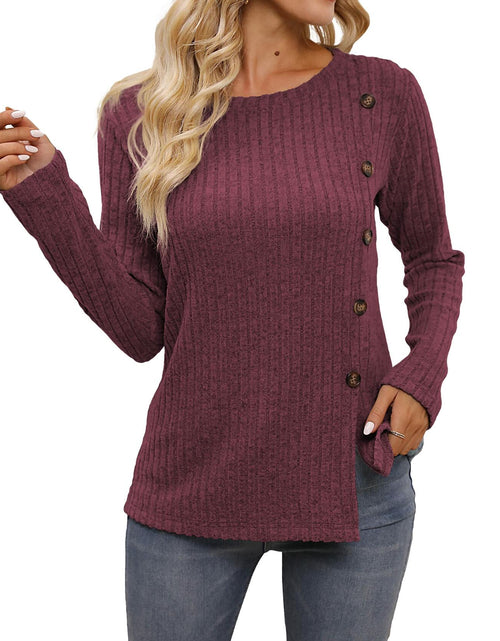 Load image into Gallery viewer, Funlingo Women's Red Long Sleeve Sweater Tunic Casual Pullover Size L
