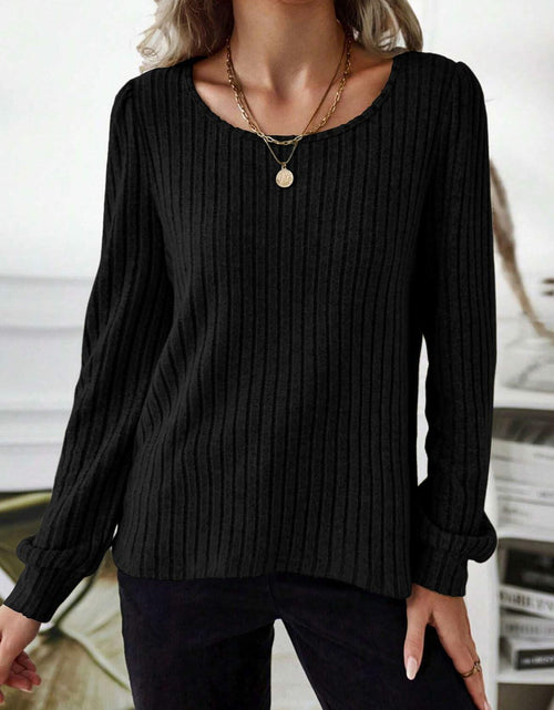 Load image into Gallery viewer, Samefar Womens Black Long Sleeve Tunic Top Small Stretchy Knit Lightweight
