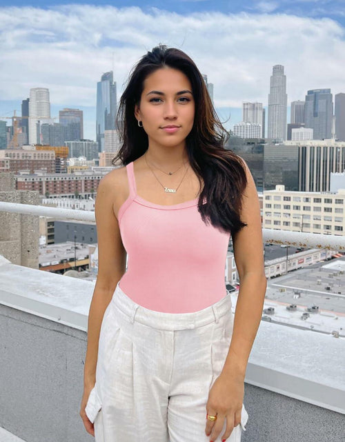 Load image into Gallery viewer, Abonlen Womens Ribbed Tank Top Pink XS Sleeveless Scoop Neck Soft Tee
