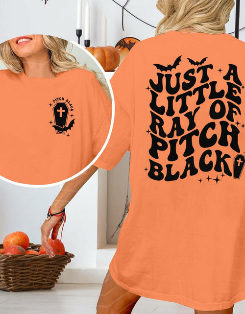 Load image into Gallery viewer, Just A Little Ray Pitch Black Oversized Goth Halloween T-Shirt Size M
