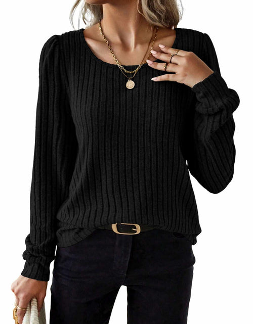 Load image into Gallery viewer, Samefar Womens Black Long Sleeve Tunic Top Small Stretchy Knit Lightweight
