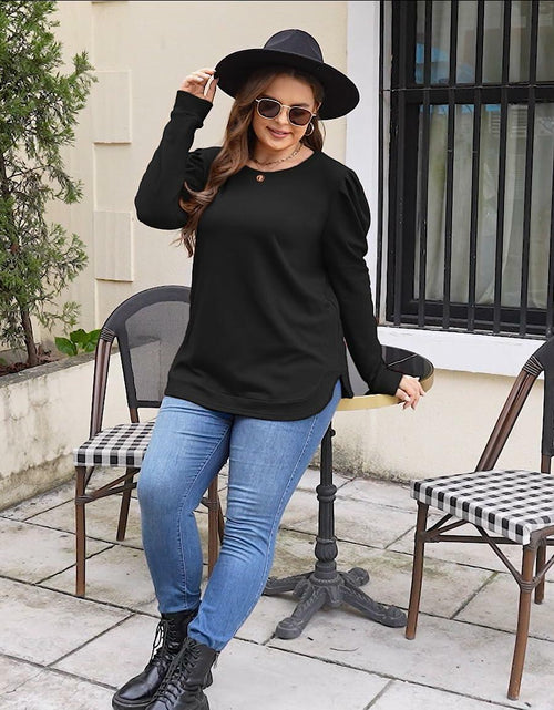 Load image into Gallery viewer, AGSEEM Womens Black Oversized Long Sleeve Tunic Sweatshirt Casual Sweaters L
