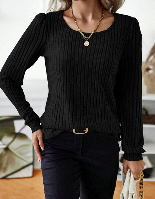 Load image into Gallery viewer, Samefar Womens Black Long Sleeve Tunic Top Small Stretchy Knit Lightweight
