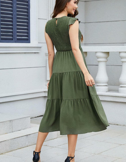 Load image into Gallery viewer, ZOOMOON Women's Maxi Dress Smocked Waist Army Green - Size XL
