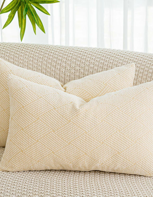 Load image into Gallery viewer, GEGELICA 2-Pack Beige Chenille Pillow Covers 12x20in Soft Modern Boho Throw

