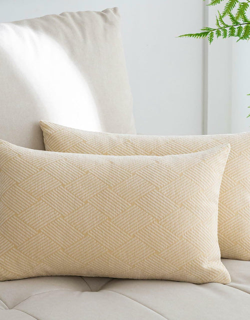 Load image into Gallery viewer, GEGELICA 2-Pack Beige Chenille Pillow Covers 12x20in Soft Modern Boho Throw
