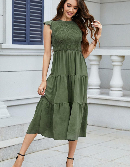 Load image into Gallery viewer, ZOOMOON Women's Maxi Dress Smocked Waist Army Green - Size XL
