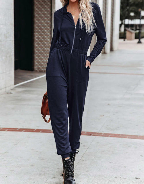 Load image into Gallery viewer, Dokotoo Girls Blue Hooded Jumpsuit Romper Zip Up Petite XX-Large Pockets
