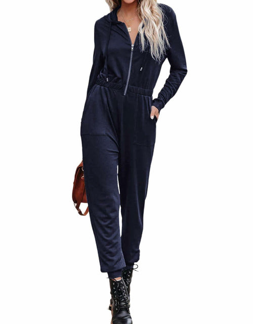 Load image into Gallery viewer, Dokotoo Girls Blue Hooded Jumpsuit Romper Zip Up Petite XX-Large Pockets
