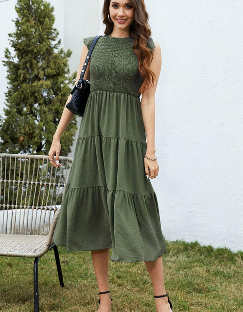 Load image into Gallery viewer, ZOOMOON Women's Maxi Dress Smocked Waist Army Green - Size XL
