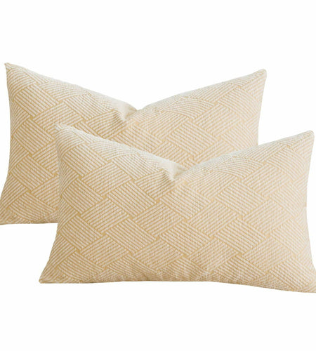 GEGELICA 2-Pack Beige Chenille Pillow Covers 12x20in Soft Modern Boho Throw