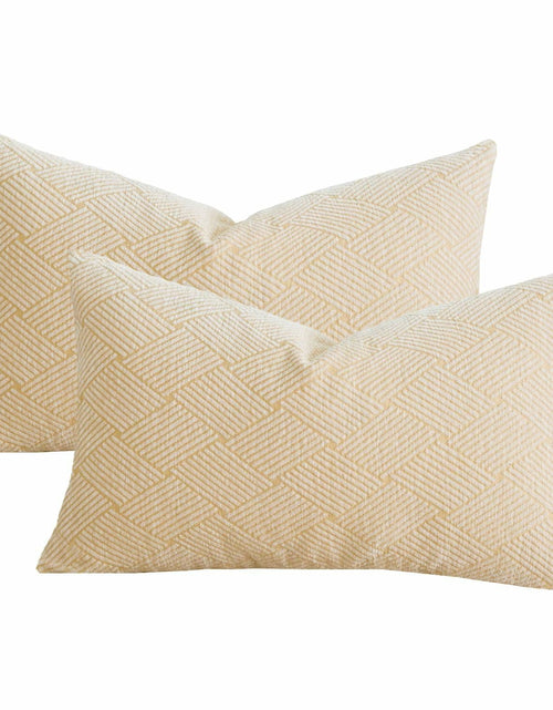 Load image into Gallery viewer, GEGELICA 2-Pack Beige Chenille Pillow Covers 12x20in Soft Modern Boho Throw
