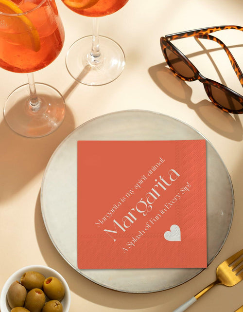 Load image into Gallery viewer, qiqee Margaret Cocktail Napkins 5x5in Orange Disposable 120 Count
