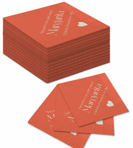 qiqee Margaret Cocktail Napkins 5x5in Orange Disposable 120 Count