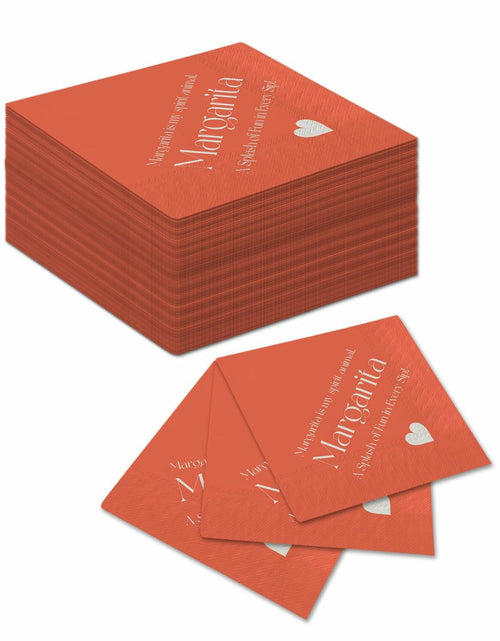 Load image into Gallery viewer, qiqee Margaret Cocktail Napkins 5x5in Orange Disposable 120 Count
