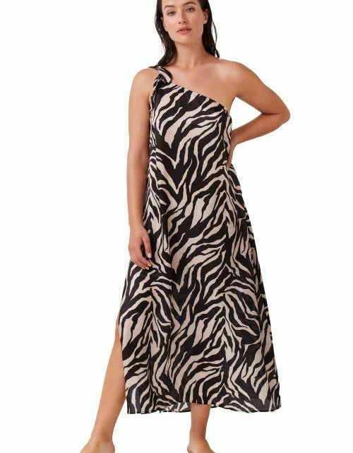 Load image into Gallery viewer, Gottex Women's Wild Nostalgia Over The Shoulder Triangle Top Black Brown - 14
