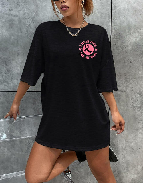 Load image into Gallery viewer, FASHGL I Wear Pink for My Mom T-Shirt Women Breast Cancer Awareness Light Pink S
