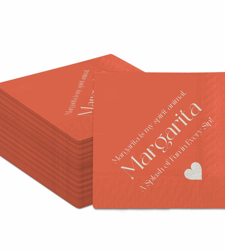 qiqee Margaret Cocktail Napkins 5x5in Orange Disposable 120 Count