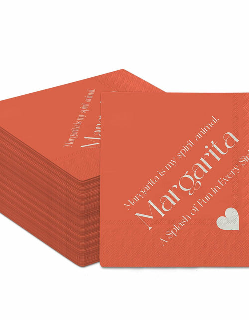 Load image into Gallery viewer, qiqee Margaret Cocktail Napkins 5x5in Orange Disposable 120 Count
