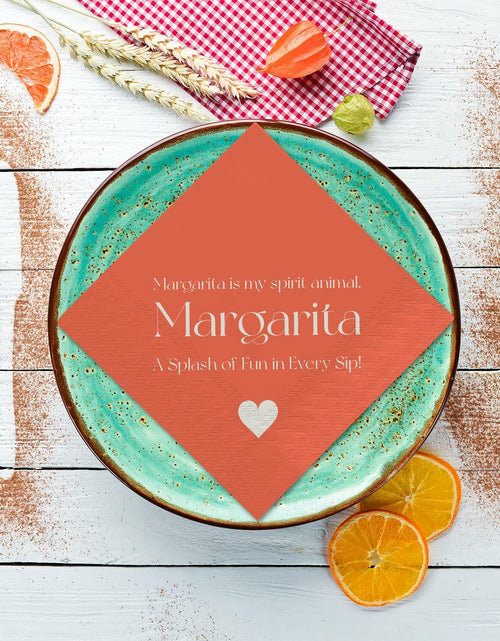 Load image into Gallery viewer, qiqee Margaret Cocktail Napkins 5x5in Orange Disposable 120 Count
