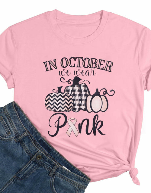 Load image into Gallery viewer, FASHGL I Wear Pink for My Mom T-Shirt Women Breast Cancer Awareness - XL
