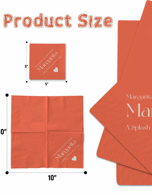 Load image into Gallery viewer, qiqee Margaret Cocktail Napkins 5x5in Orange Disposable 120 Count
