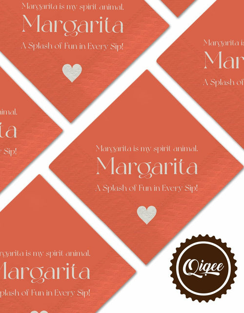 Load image into Gallery viewer, qiqee Margaret Cocktail Napkins 5x5in Orange Disposable 120 Count
