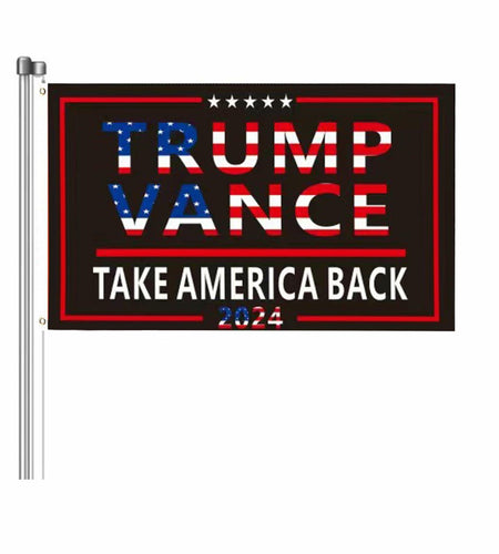 Trump Vance 2024 Flag 3x5 FT Black Banner Brass Grommets Indoor Outdoor