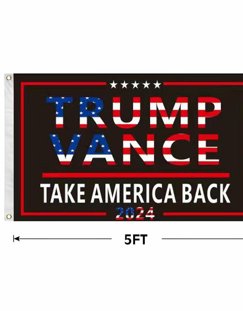 Load image into Gallery viewer, Trump Vance 2024 Flag 3x5 FT Black Banner Brass Grommets Indoor Outdoor
