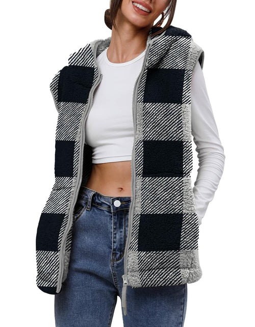 Load image into Gallery viewer, TFSDOD Womens Fuzzy Sherpa Fleece Vest Cozy Sleeveless Sweater Size M

