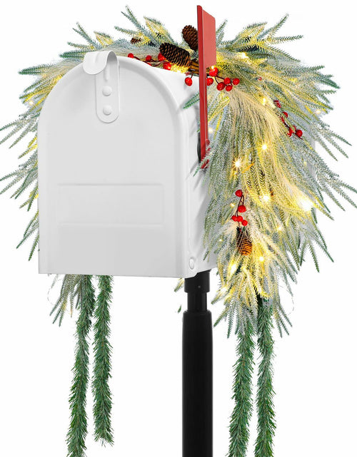Load image into Gallery viewer, Chuangdi 36" Prelit Christmas Mailbox Swag Wreath with Pine Cones &amp; Red Berries
