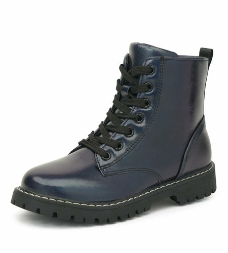firelli Kids Ankle Boots Navy Size 13 US Side Zipper Lace Up Combat Boots