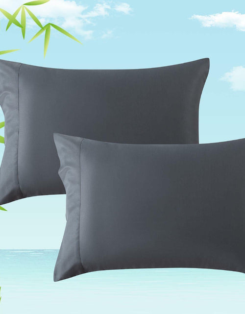 Load image into Gallery viewer, Moccabebe 2 Pc King Size Pillowcases 20x36 Grey Cooling Bamboo Rayon Soft
