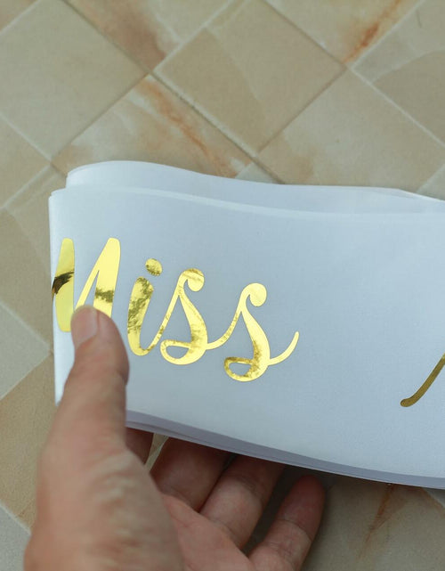 Load image into Gallery viewer, Vrogadso Miss Americana White Satin Sash Gold Glitter Letters
