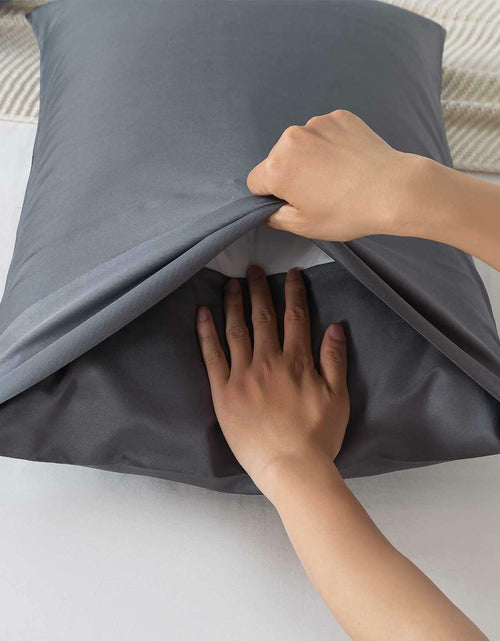Load image into Gallery viewer, Moccabebe 2 Pc King Size Pillowcases 20x36 Grey Cooling Bamboo Rayon Soft
