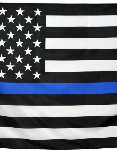 Load image into Gallery viewer, Eugenys Thin Blue Line American Flag 3x5 Ft Black White Blue Durable Grommets
