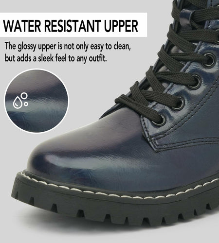 firelli Kids Ankle Boots Navy Size 13 US Side Zipper Lace Up Combat Boots