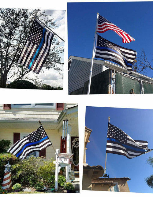 Load image into Gallery viewer, Eugenys Thin Blue Line American Flag 3x5 Ft Black White Blue Durable Grommets
