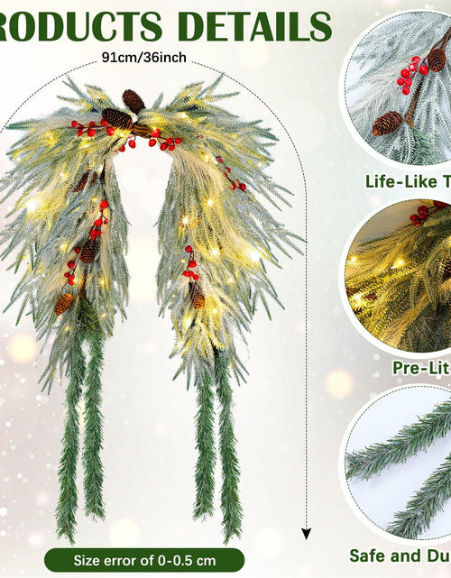 Load image into Gallery viewer, Chuangdi 36" Prelit Christmas Mailbox Swag Wreath with Pine Cones &amp; Red Berries
