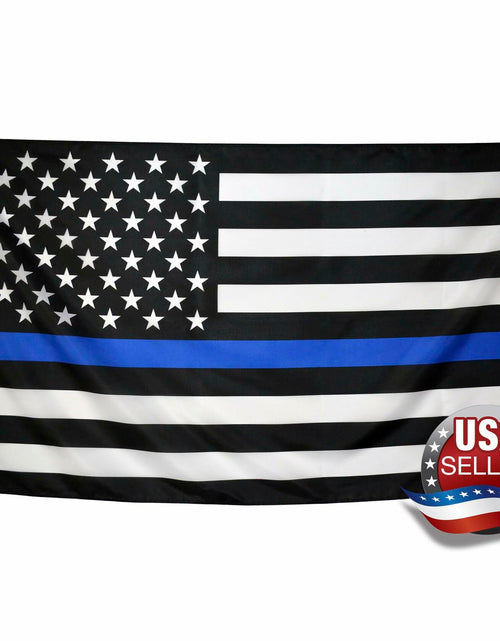 Load image into Gallery viewer, Eugenys Thin Blue Line American Flag 3x5 Ft Black White Blue Durable Grommets
