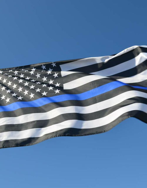 Load image into Gallery viewer, Eugenys Thin Blue Line American Flag 3x5 Ft Black White Blue Durable Grommets

