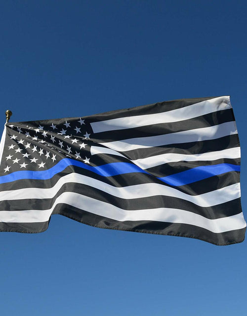 Load image into Gallery viewer, Eugenys Thin Blue Line American Flag 3x5 Ft Black White Blue Durable Grommets
