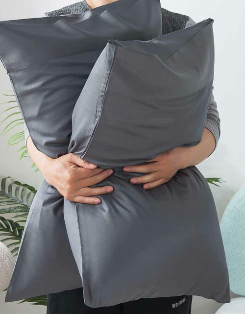 Load image into Gallery viewer, Moccabebe 2 Pc King Size Pillowcases 20x36 Grey Cooling Bamboo Rayon Soft

