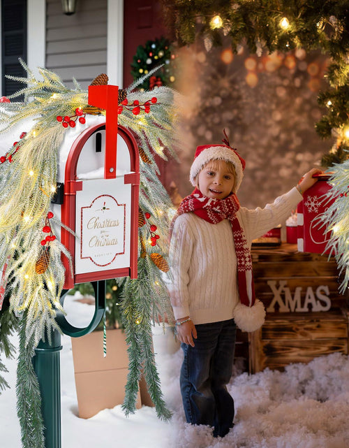 Load image into Gallery viewer, Chuangdi 36" Prelit Christmas Mailbox Swag Wreath with Pine Cones &amp; Red Berries
