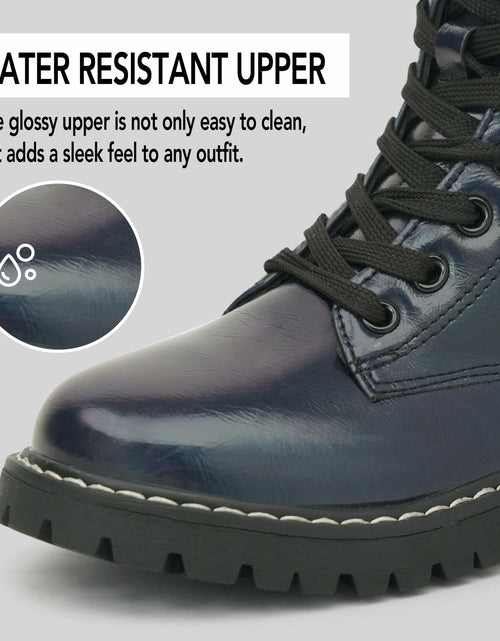 Load image into Gallery viewer, firelli Kids Ankle Boots Navy Side Zipper Lace Up Combat Boots Size 4 US
