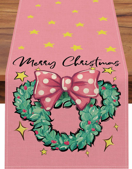 Load image into Gallery viewer, Seliem Christmas Wreath Table Runner Colorful Burlap 13x36 Inch Xmas Decor
