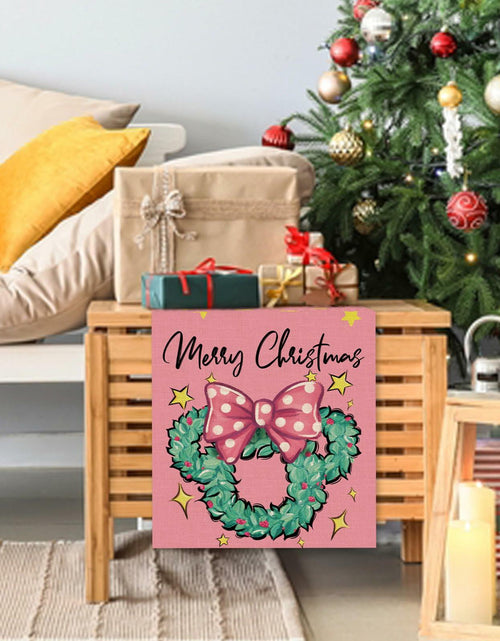 Load image into Gallery viewer, Seliem Christmas Wreath Table Runner Colorful Burlap 13x36 Inch Xmas Decor
