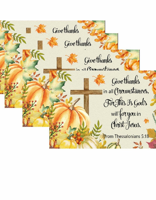 Load image into Gallery viewer, Vintage Thanksgiving Placemats Linen Pumpkin Leaves 12x18in 4PCS
