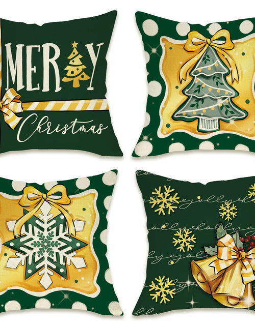 Load image into Gallery viewer, Fahrendom 4-Pack 16x16 Red Green Xmas Tree Snowflake Outdoor Pillow Covers
